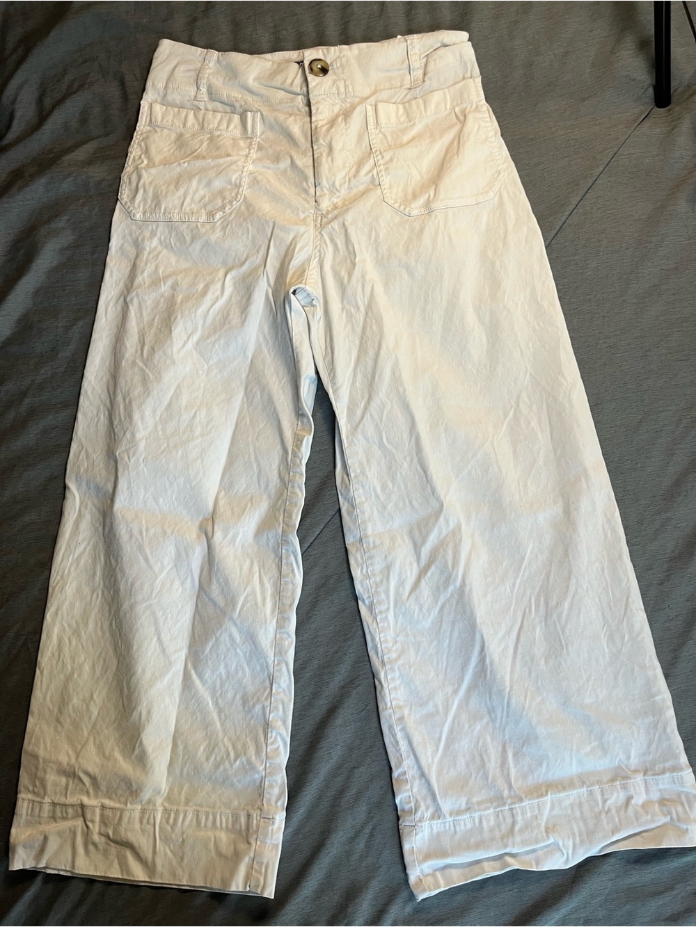Maeve White Wide-Leg Colette Pants 28P